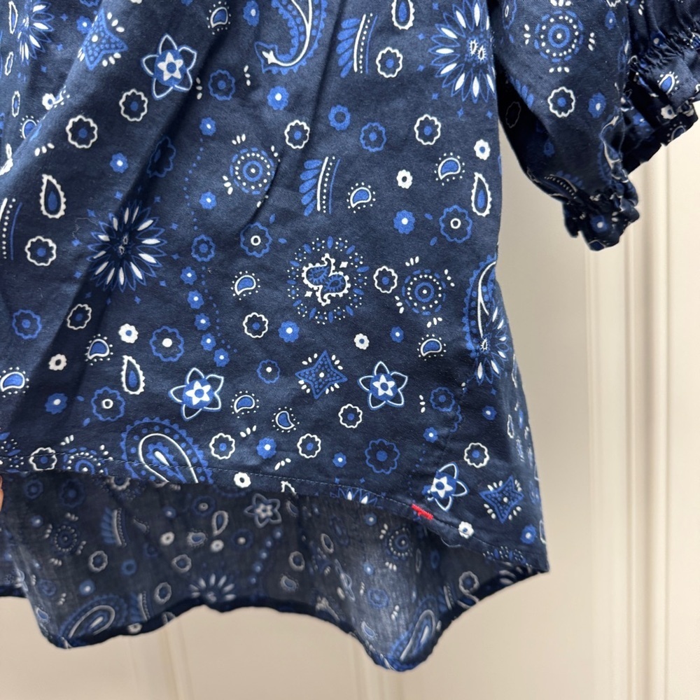 Xirena Blue Paisley Elbow Length Blouse Top - Picture 5 of 10